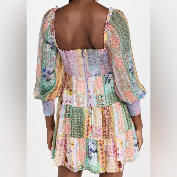 Alice + Olivia Multicolored Rowen Tiered Square Neck Tunic Dress Size S. NWT. - Picture 3 of 6